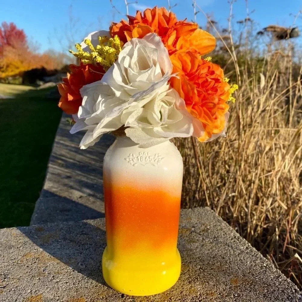 NEW - Cute Fall - CANDY CORN - Faux Fall Floral Hand Crafted Accent Arrangement